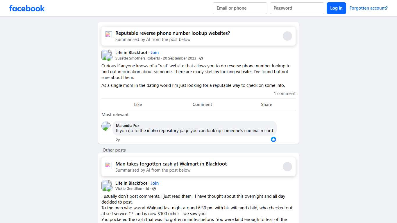 Life in Blackfoot | Curious if anyone knows of a “real” website that allows you to do reverse phone number lookup to find out information about someone | Facebook